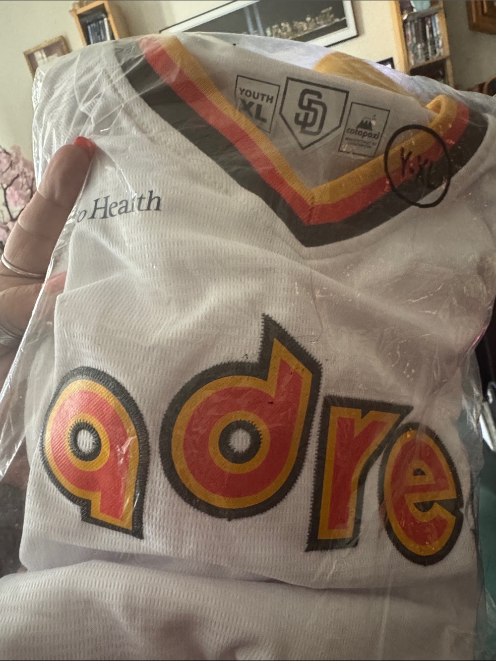 Youth XL White Retro Aztec Logo Baseball Jersey